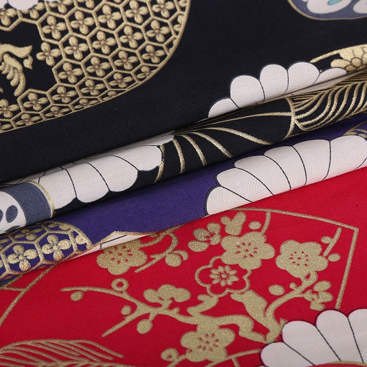 Japanese Fan Print Fabric: 100% Cotton Sewing Material