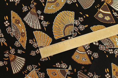 Japanese Nishijin Fabric: Modern Fans Jacquard Brocade, 29.5" Wide