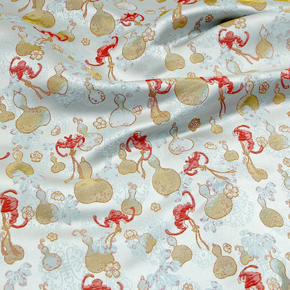 Gourd Brocade Fabric: Red Fortune Design, Cheongsam, Costume, Decor - 59"W