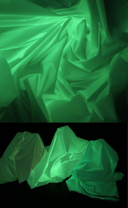 Midnight Green Luminous Fabric: Waterproof Retro-Reflective Polyester (59"W)