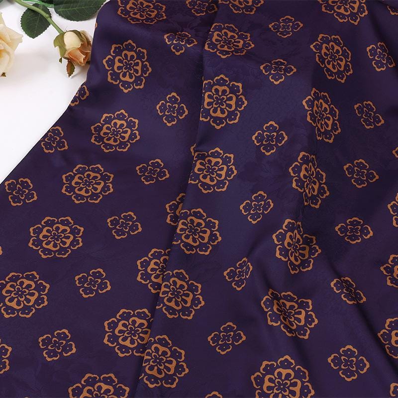 Tissu brocart jacquard pivoine : mélange de rayonne pour la confection de robes cheongsam, largeur 140 cm