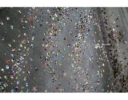 Galaxy Organza Fabric: Bling Sequins, Rhinestones - 63"W