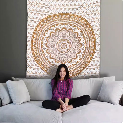 Mandala Tapestry: Bohemian Wall Hanging, Sofa Throw (140x200cm)