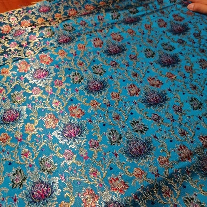 Lotus Damask Silk Brocade Fabric: Tibetan Buddhism Costume Decor