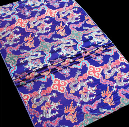 Gold Chinese Dragon Fabric: Silk Rayon Brocade, 29"W, Sewing Upholstery
