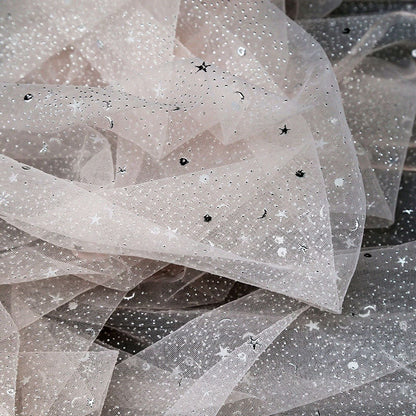 Galaxy Organza Fabric: Silver Foil Sheer Wedding Material