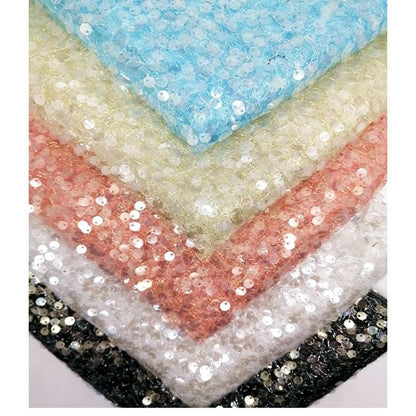 Gradient Sequin Lace Fabric: Colorful Beaded Symphony, 49"W