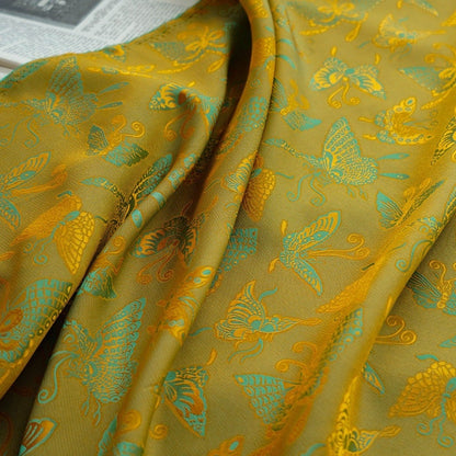 Butterfly Jacquard Rayon Fabric: Tea Silk Satin (By The Meter)