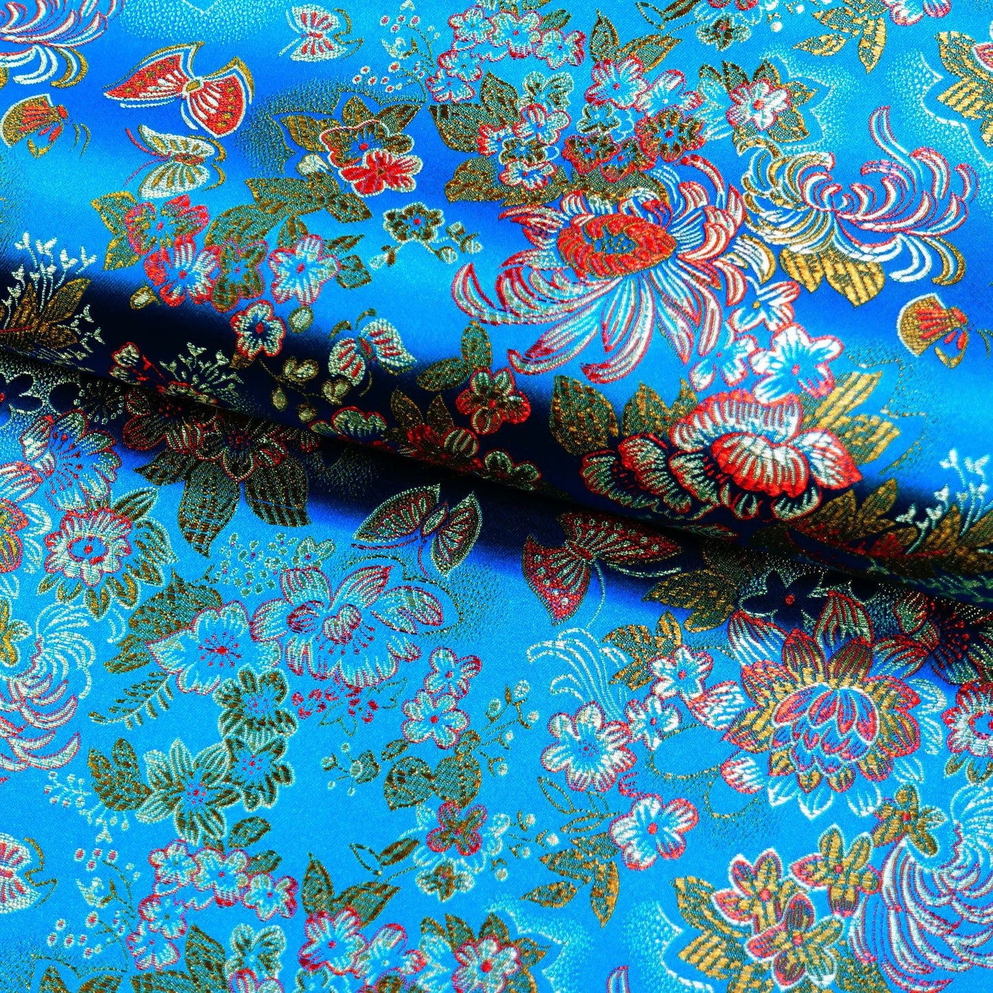 Butterfly Brocade Fabric: 45"W Silk Rayon Blend, Costume Decor