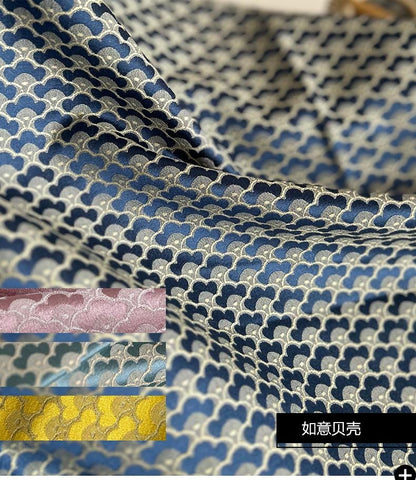 Nishijin Japanese Brocade Fabric: Fish Scales, Gold Thread (59" Width)