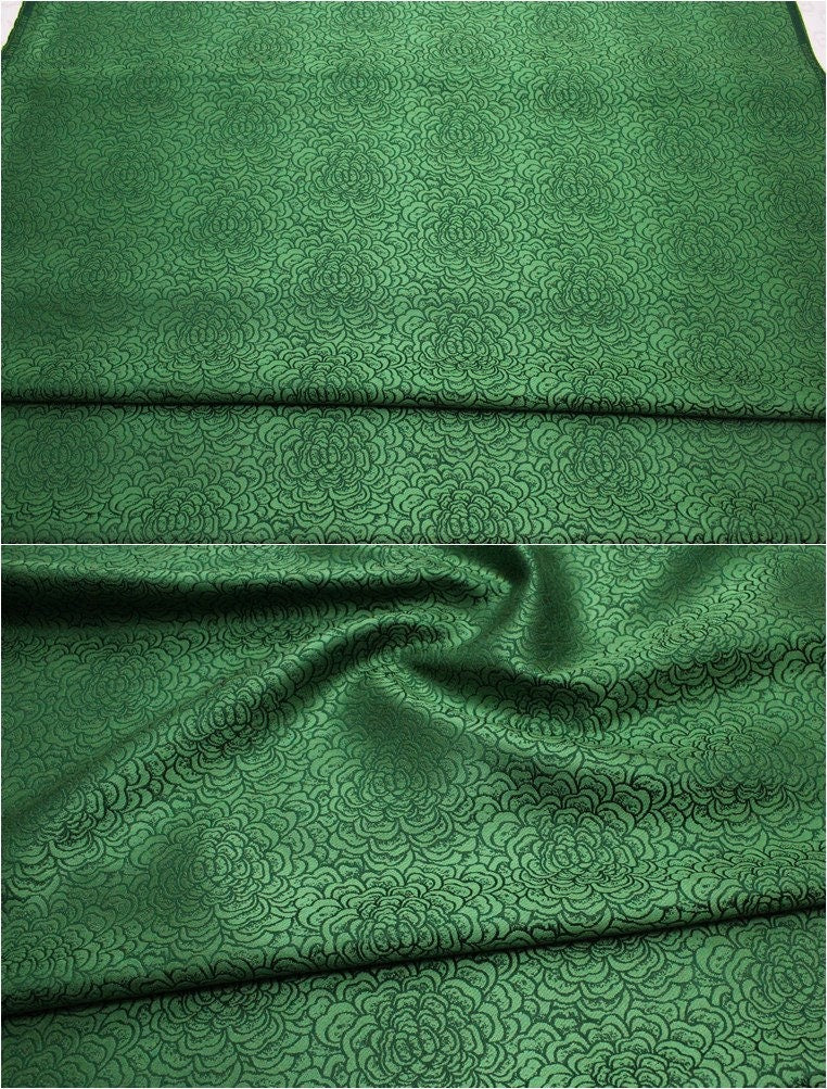 Floral Brocade Fabric: Chrysanthemum Satin Silk, 29.5" Wide