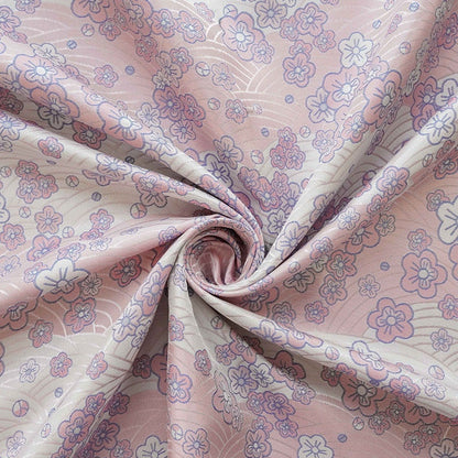 Japanese Brocade Fabric: Fish Scale Flower Jacquard Kimono Damask, 59" Wide
