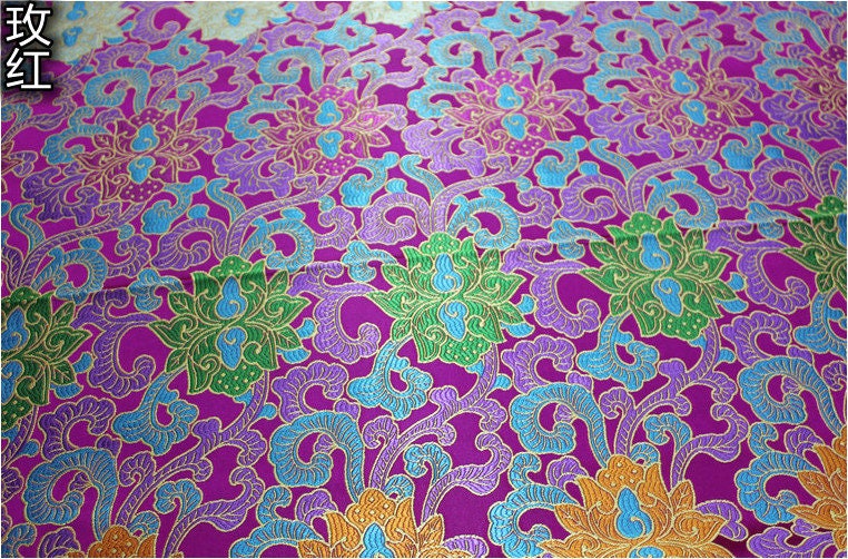 Lotus Brocade Fabric: Chinese Qipao Sewing & Upholstery (29.5" Wide)