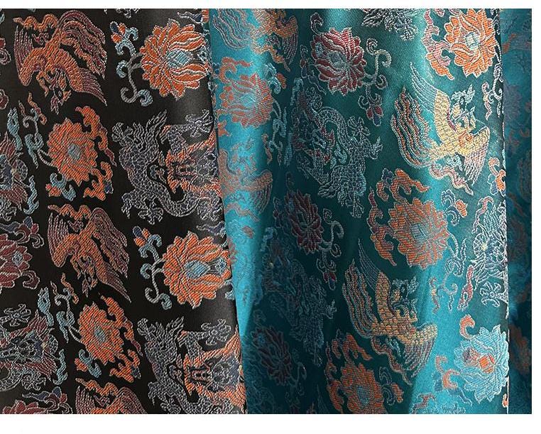 Dragon and Phoenix Brocade Fabric: 58"W Cheongsam Quilting Material