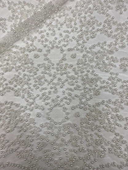 Beaded French Lace Fabric: Bridal Wedding Dress Material, 50" Wide