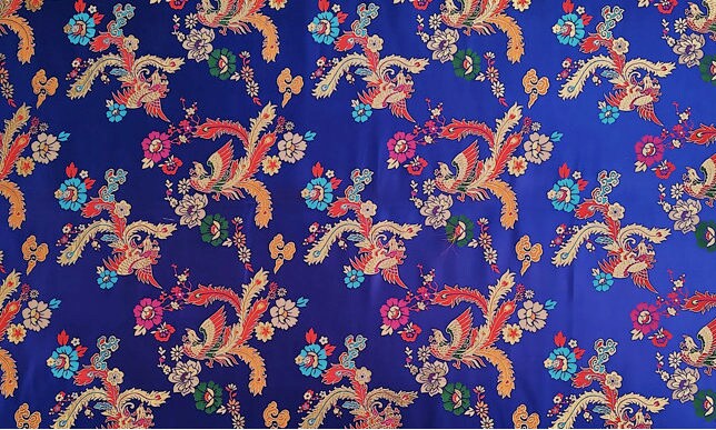 29.5"W Birds Fabric, A hundred birds are paying homage to a phoenix pattern Jacquard Satin Fabric, Upholstery, Quilting and Sewing fabric