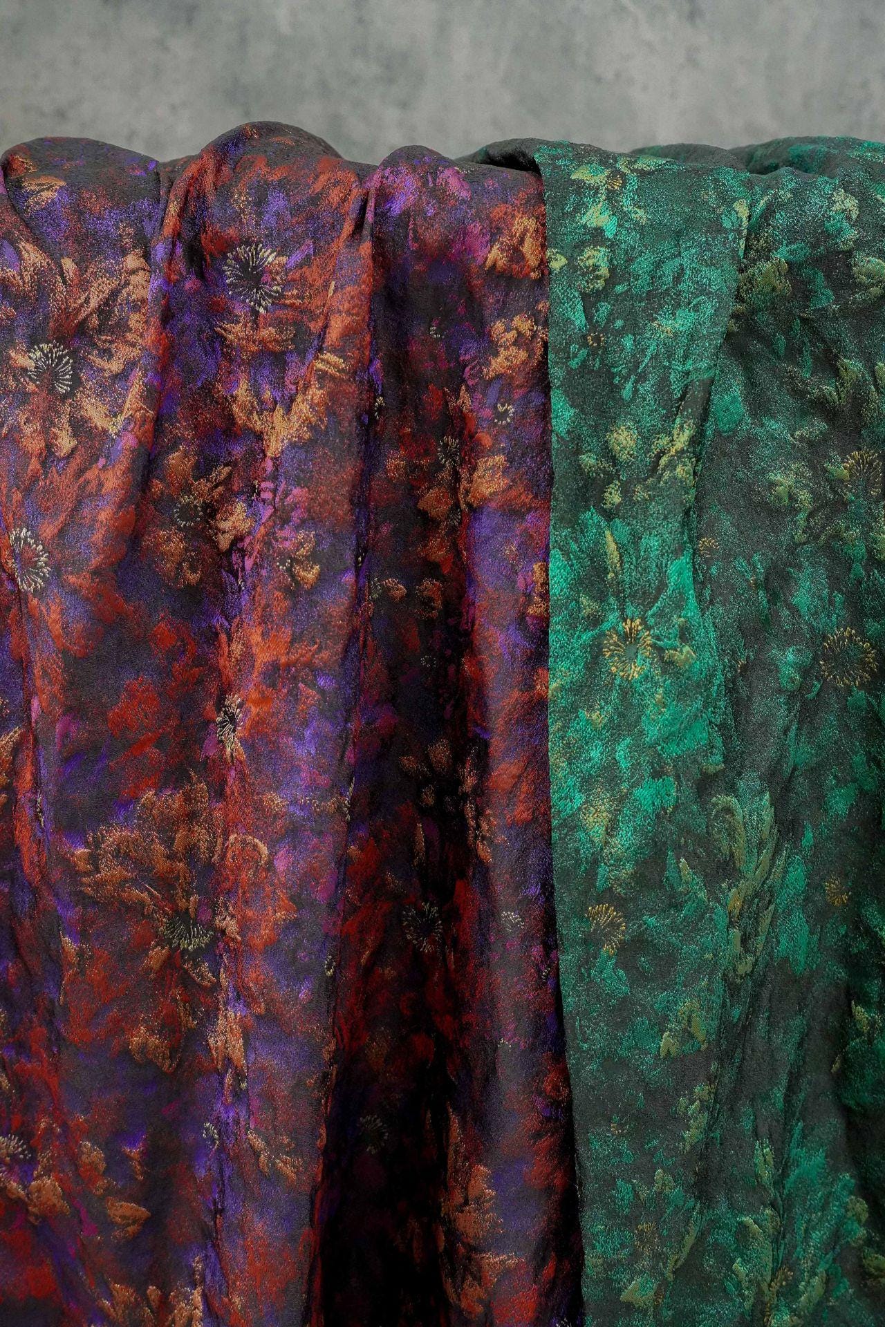 Retro Abstract Floral Jacquard Upholstery Fabric - 64" Wide