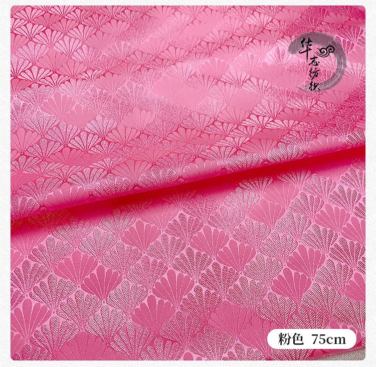 Tissu brocart jacquard coquillage japonais : mélange soie-rayonne, tissu d'ameublement