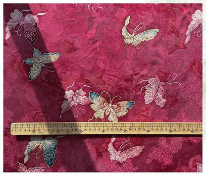 Butterfly Jacquard Silk Fabric ��� Xiangyun Gambiered Canton Gau"W