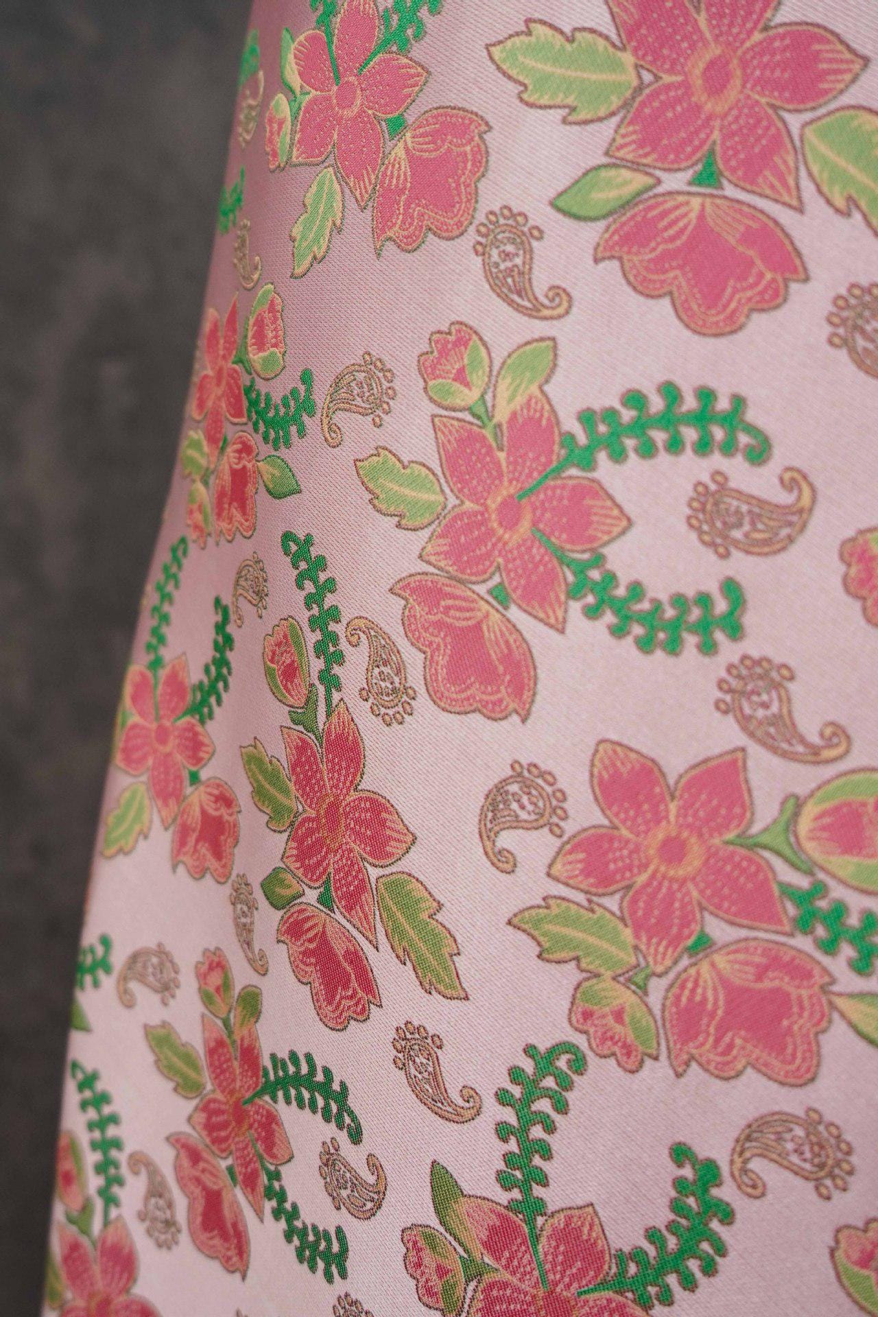 Peach Reverse Jacquard Fabric: 3D Upholstery, Costume, Decor - 66"W
