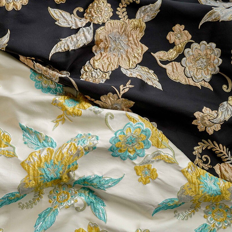 Retro Palace Brocade Fabric: 3D Jacquard Floral Upholstery, Costume Fabric