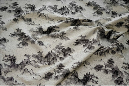 Tissu brocart jacquard à motifs floraux chinois, idéal pour la confection de vêtements et d'ameublement.