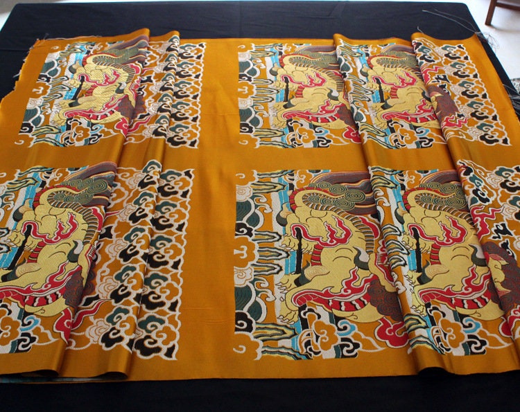 Tibetan Kirin Fabric: Silk Rayon Blend, Dharma Pad Upholstery