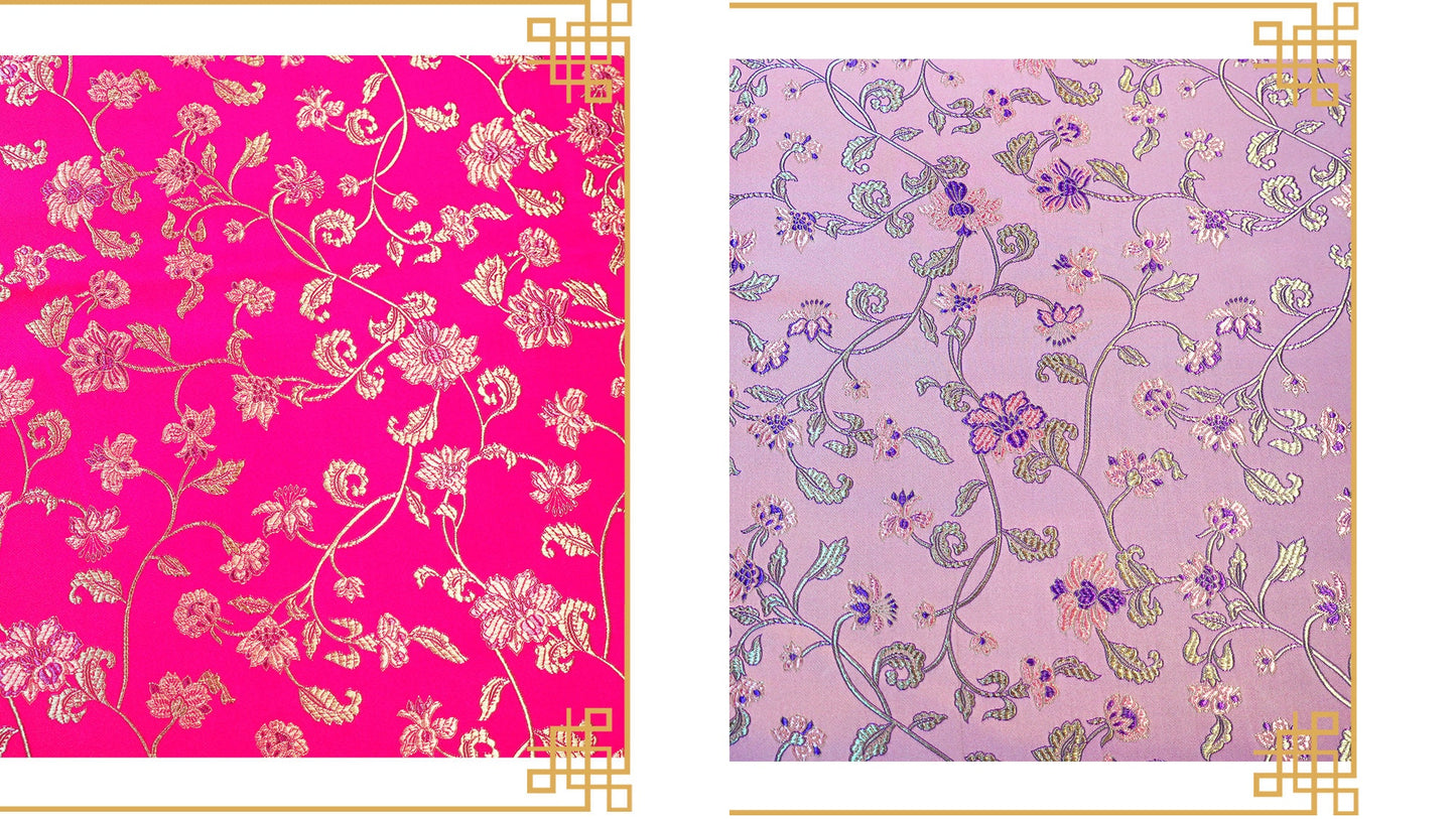 Floral Silk Brocade Fabric: Wedding Damask, Upholstery & Costume (By The Meter)