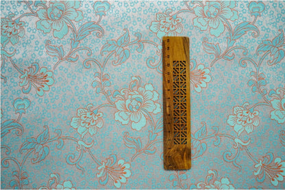 Ice Blue Floral Brocade Fabric: 59"W Chinese Style Polyester