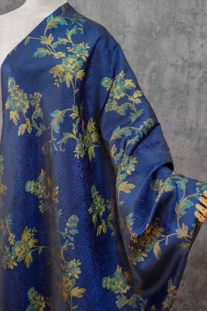 Tissu brocart jacquard à motifs floraux : robe, qipao, décoration intérieure (168 cm de large, polyester, vendu au mètre)