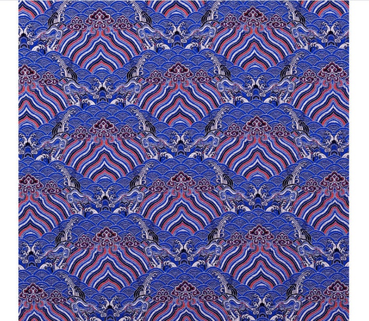 Blue Dragon Brocade Fabric: 59" Wide Rayon Sewing & Upholstery, Sold by the Meter