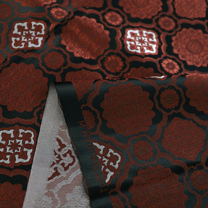 Red & Blue Floral Brocade Fabric: 29.5"W Rayon Cheongsam Material