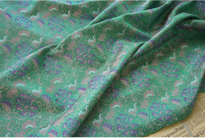 Tissu brocart jacquard à motif floral : motif vase chinois, 150 cm de large