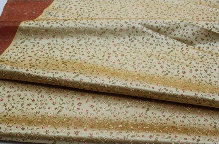 Floral Chinese Brocade Fabric: Silk Rayon Blend, 35" Wide