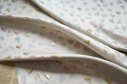 Gold Heart Jacquard Fabric: Rayon Blend, Sewing & Upholstery, 59" Wide