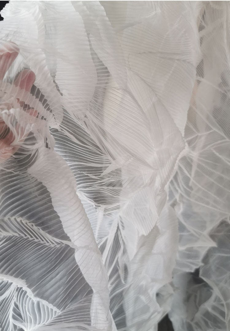 Crinkled Smoky Textured Fabric: 57"W Polyester Wedding Gown Material