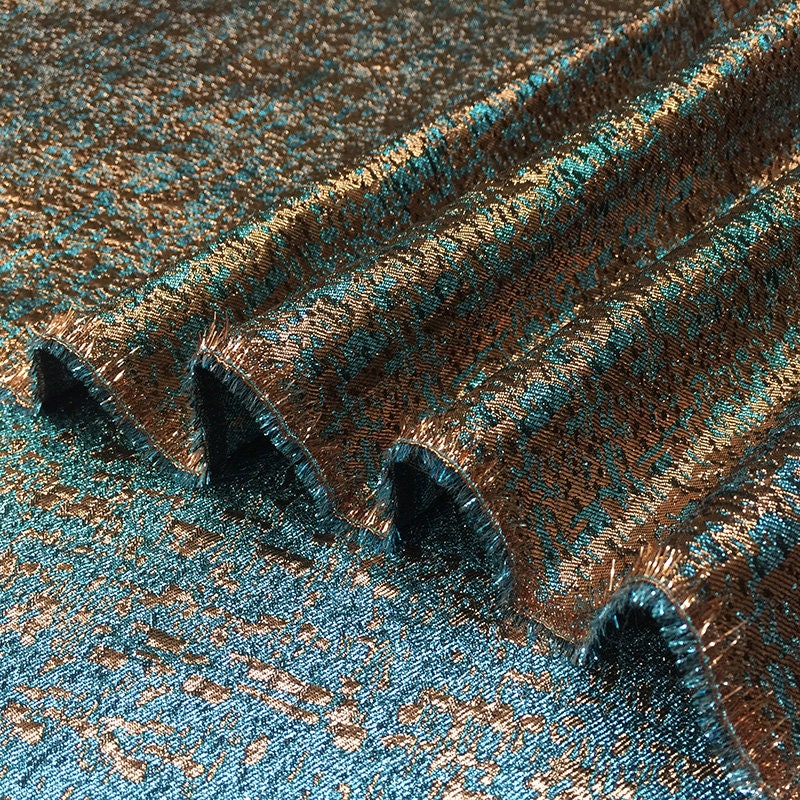 Gold Thread Jacquard Fabric: 3D Oil Painting Texture, 55" Wide