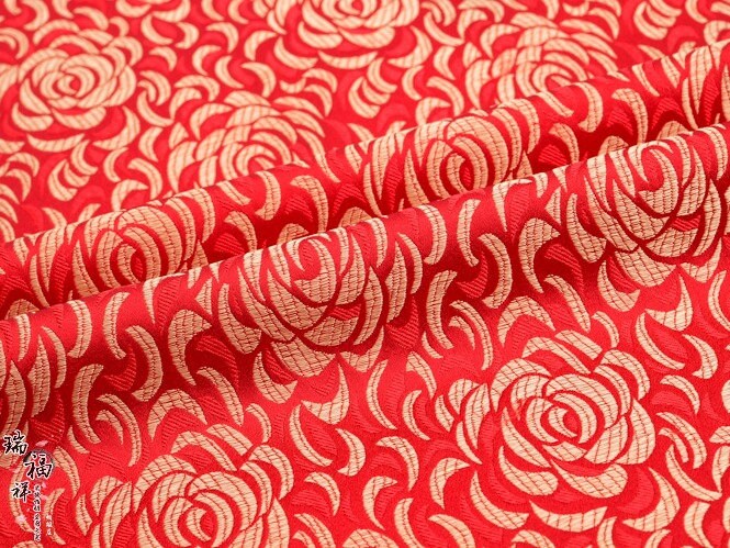 Rose Brocade Fabric: Chinese Style Rayon Qipao Cheongsam Material