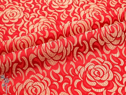 Rose Brocade Fabric: Chinese Style Rayon Qipao Cheongsam Material