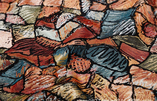 Chenille Jacquard Fabric: Stained Glass Pattern, 55" Wide