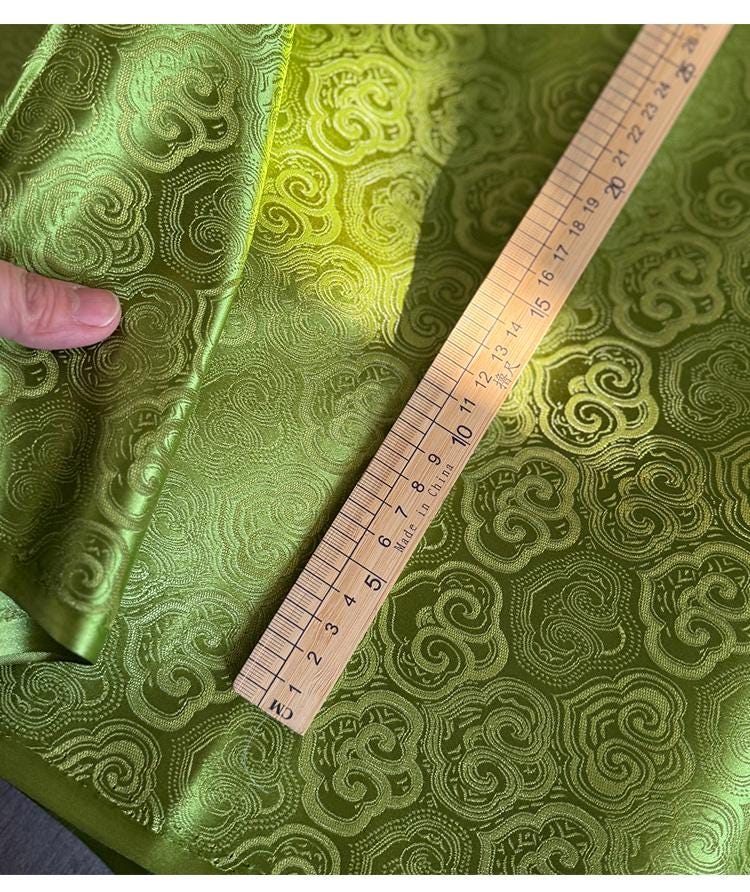 Green Jacquard Satin Fabric ��� Ruyi Pattern, DIY Clothing & Dec" wide)