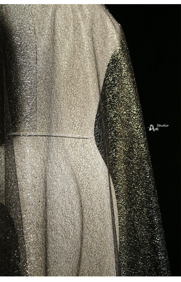 Glitter Mesh Wedding Fabric, Sheer Designer Sewing Material, Black & White, 59"Wide
