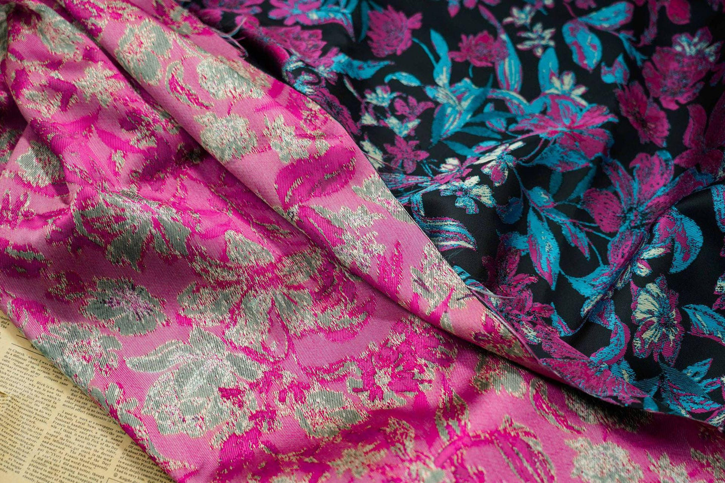 Gold Thread Floral Jacquard Fabric: Vintage Palace Designer Material