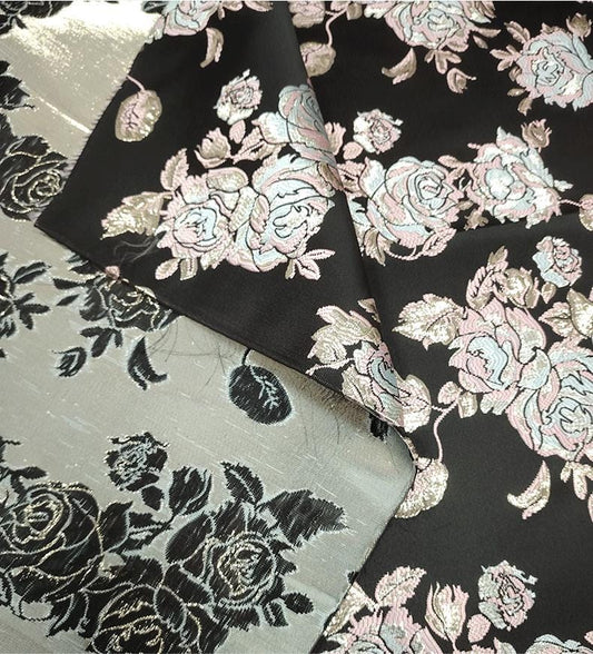 Tissu brocart floral : Tissu Cheongsam Qipao à fil d'or (59"L)
