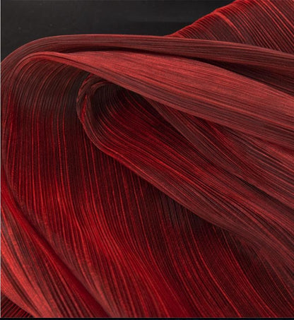 Pleated Gradient Organza Fabric, Two Tone Mesh, 55"W