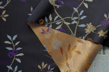 Gold Thread Jacquard Fabric: White Deer Embossed Weave, 64" Wide