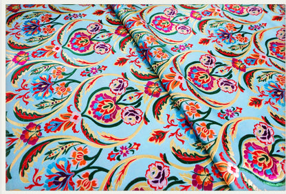 Tissu brocart de soie à motifs floraux (largeur 75 cm) : Ameublement et couture