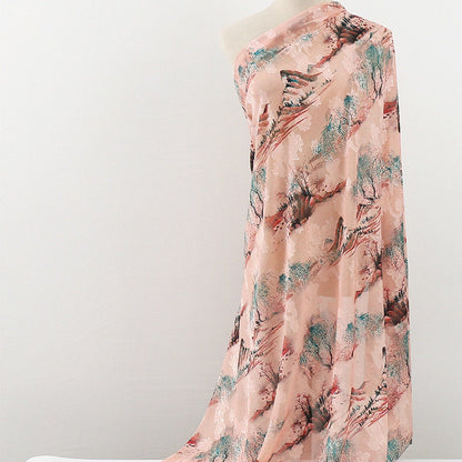 Botanical Print Fabric: Red Cloud Yarn, Floral Upholstery, 59"W