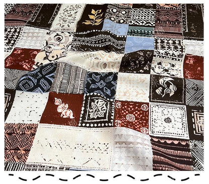 Tissu en coton collage vintage : matériau de quilting d'art rétro (55 po L)