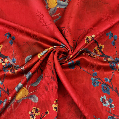 Floral Pearl Satin Fabric: Gambiered Canton Gauze, 58" Wide